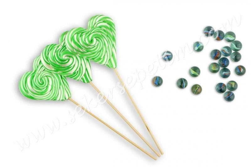 12 ADET KALP LOLİPOP YEŞİL BEYAZ