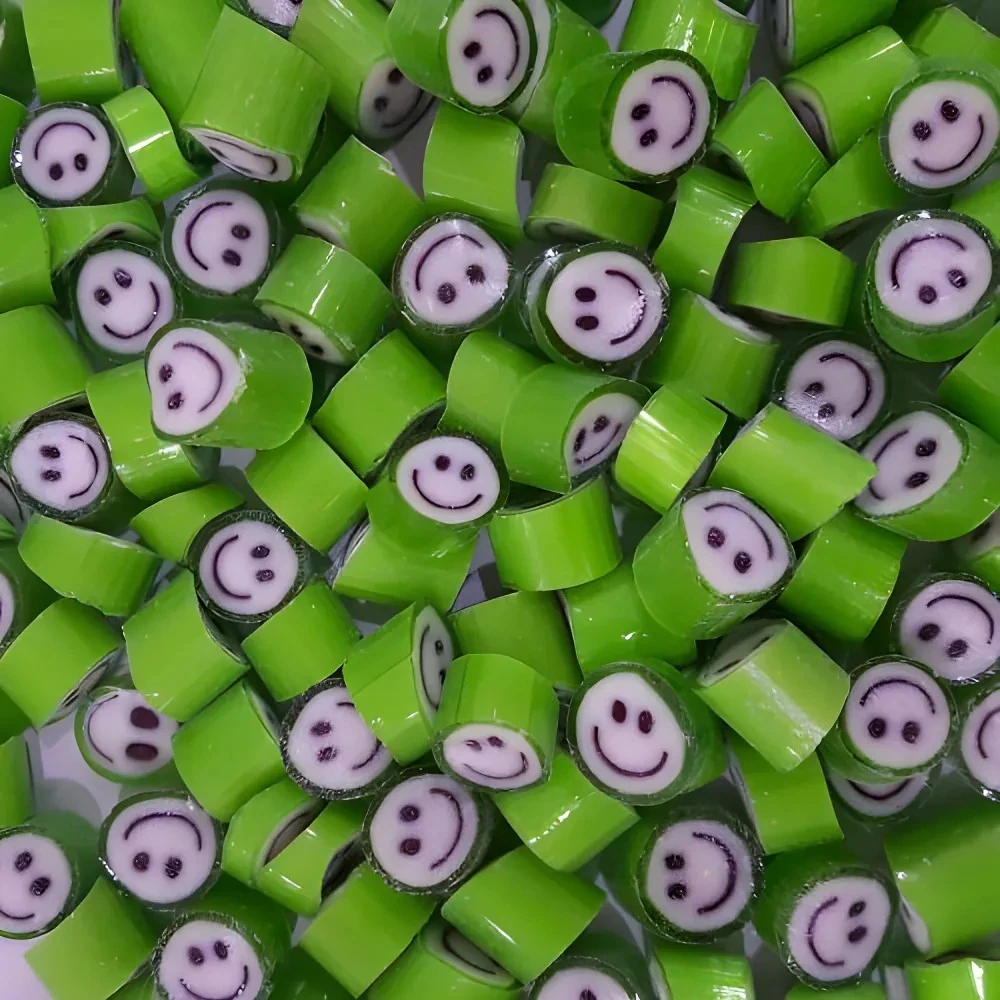 Yeşil Gülenyüz Desenli Kırma Akide Şekeri 250 gr