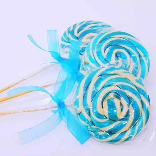 24 ADET KURDELELİ SOSYETE LOLİPOP MAVİ BEYAZ L41