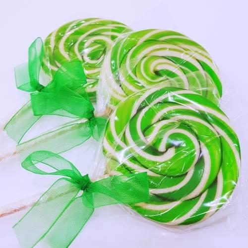 24 ADET KURDELELİ SOSYETE LOLİPOP YEŞİL BEYAZ L40