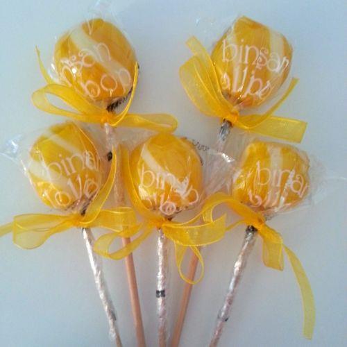 12 ADET KURDELELİ TOPİTOP SARI BEYAZ