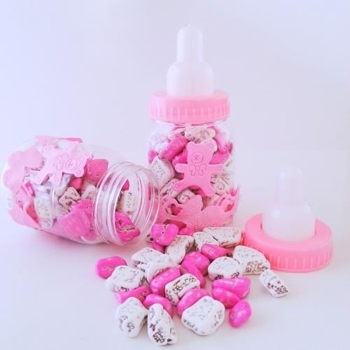 24 ADET PEMBE BİBERONLU PEMBE BEYAZ ÇAKILTAŞI KIZ BEBEK ŞEKERİ 139