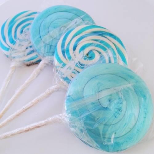 12 Adet Sosyete Lolipop Şeker Mavi ve Mavi Beyaz L09