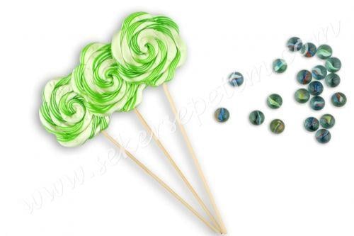 12 ADET PAPATYA LOLİPOP YEŞİL BEYAZ