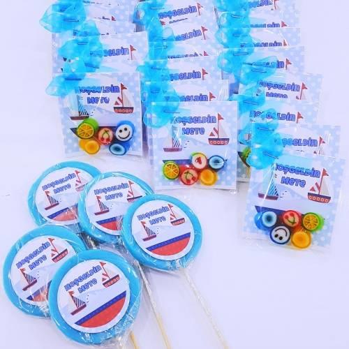 50 Adet 5'li Kart Lolly Şeker + 50 Adet Etiketli Lolipop Bebek Şekeri 177