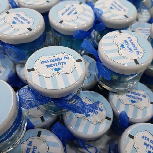 100 ADET ETİKETLİ KURDELELİ KAVANOZ LOLLY ŞEKER 12