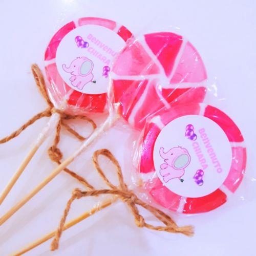 12 Adet Etiketli Pembe Dönme Dolap Lolly Lolipop Kiz Bebek Şekeri 255