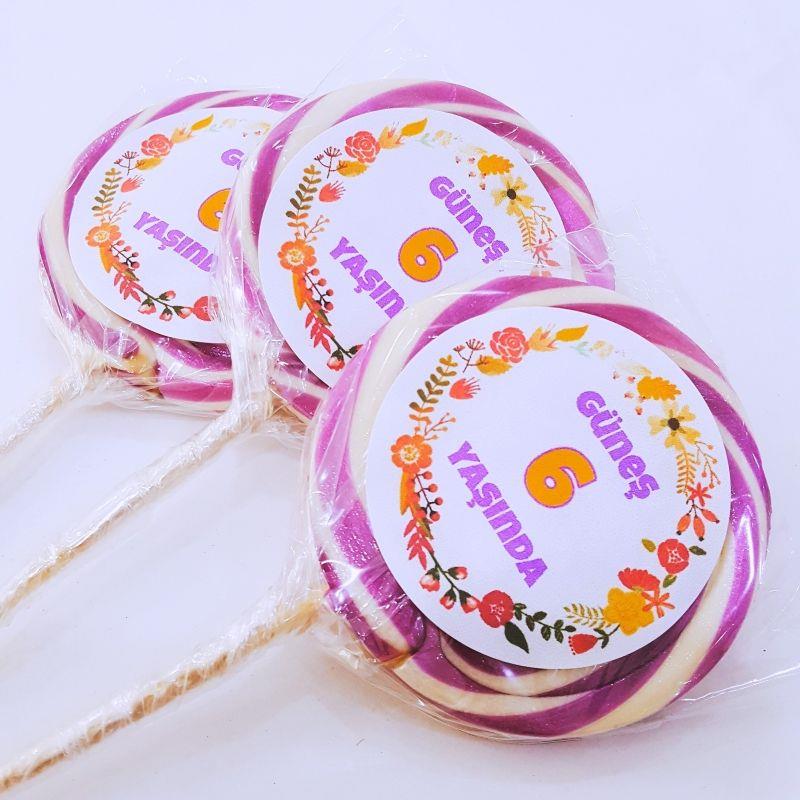 24 Adet Eiketli Mor Sosyete Lolipop Şeker 208