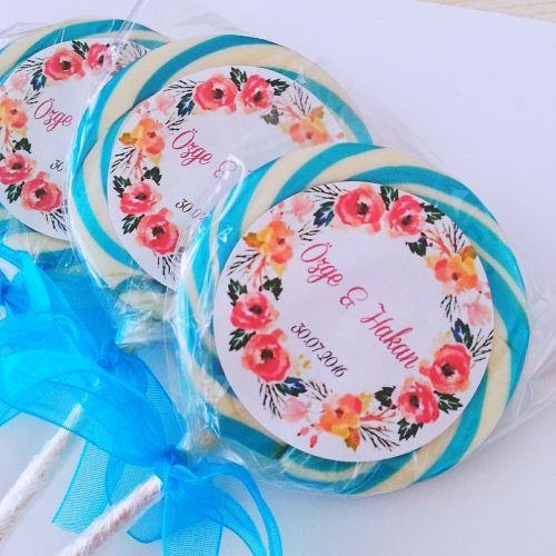 24 ADET ETİKETLİ KURDELELİ LOLİPOP NIKAH ŞEKERi L48