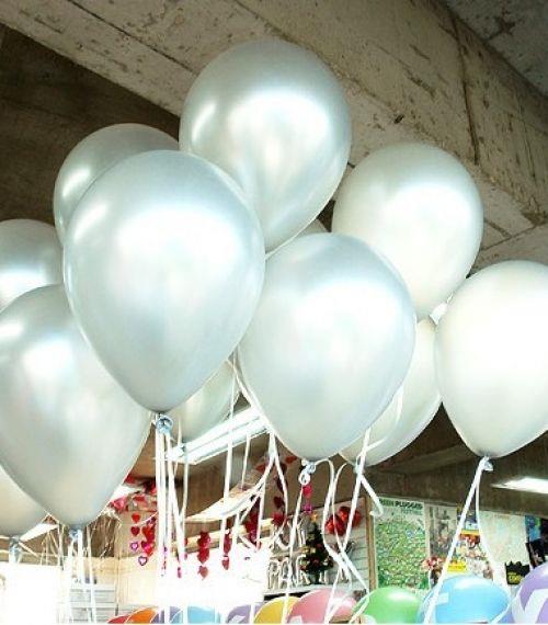 BEYAZ BALON METALİK 10 Adet