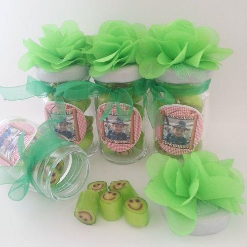 12 ADET YEŞİL ÇİÇEKLİ KAVANOZLU YEŞİL GÜLEN YÜZ LOLLY BEBEK SEKERİ 122