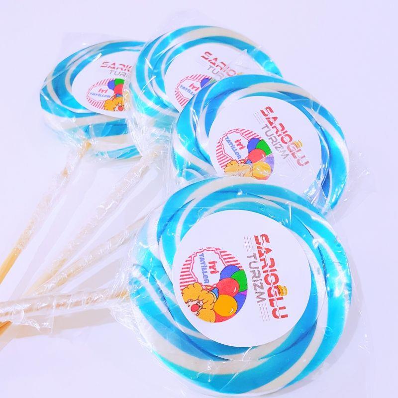 24 Adet Etiketli Mavi Sosyete Lolipop Şeker L211