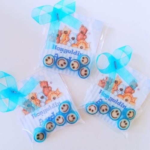 24 ADET KARTLI 5'li LOLLY PAKET ERKEK BEBEK ŞEKERİ 134