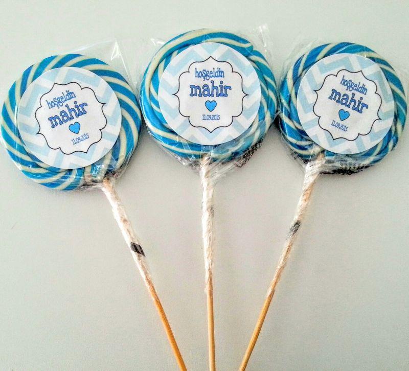 50 ADET ETİKETLİ SOSYETE LOLİPOP BEBEK ŞEKERİ L07