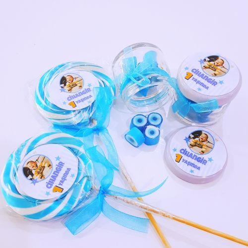 24 Adet Etiketli Kavanozlu lolly seker ve 24 Adet Etiketli Lolipop Bebek şekeri 216