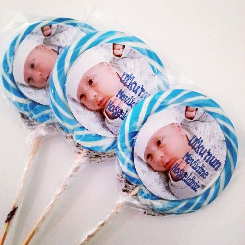 24 ADET KİŞİYE ÖZEL FOTOĞRAF ETİKETLİ LOLİPOP ŞEKER 45