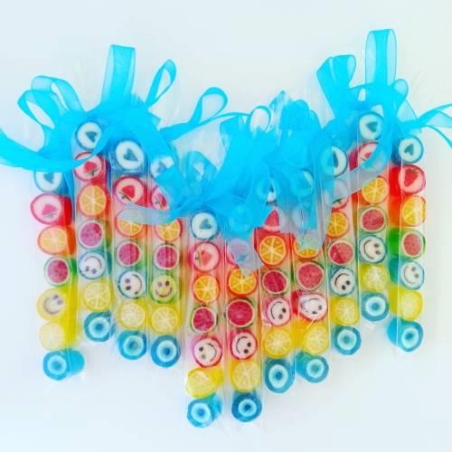 50 Adet MAVİ KURDELELİ PARMAK LOLLY ERKEK BEBEK ŞEKERİ PL05