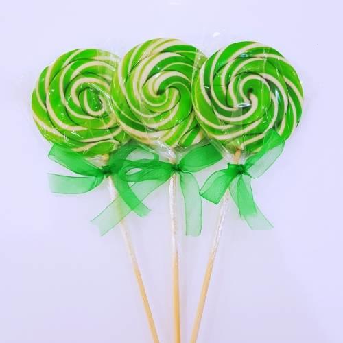 24 ADET KURDELELİ SOSYETE LOLİPOP YEŞİL BEYAZ L40