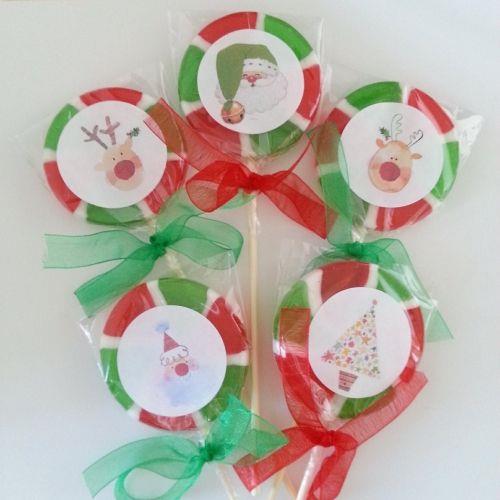 12 ADET YENİ YIL ETİKETLİ YEŞİL KIRMIZI BEYAZ DİLİM LOLLY LOLİPOP ŞEKER YY20