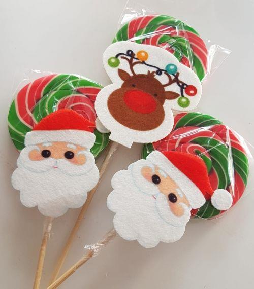 Noel Baba Süslü Lolipop Şeker 6 adet