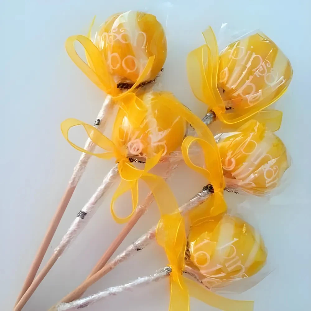 12 ADET KURDELELİ TOPİTOP SARI BEYAZ