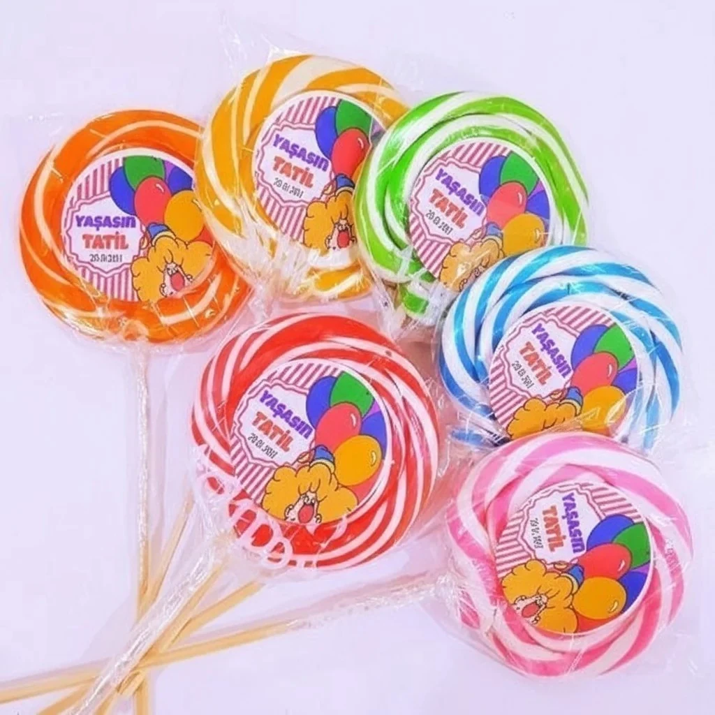 24 Adet Etiketli Karışık Renkli Sosyete Lolipop Mezuniyet Şekeri 204