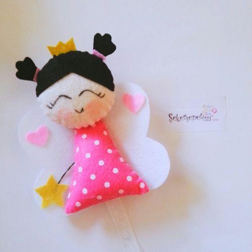 12 ADET TAÇLI PEMBE MELEK MAGNET 07