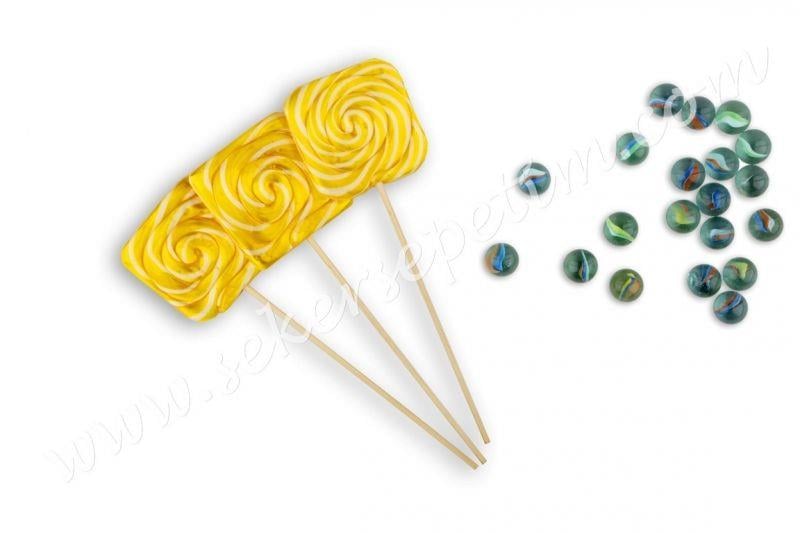 12 ADET KARE LOLİPOP SARI BEYAZ