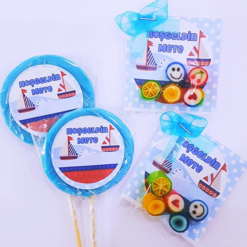 50 Adet 5'li Kart Lolly Şeker + 50 Adet Etiketli Lolipop Bebek Şekeri 177
