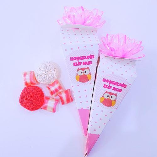 24 ADET KURDELELİ ETİKETLİ KÜLAHLI KIZ BEBEK MEVLÜT ŞEKERİ 35 gr M15