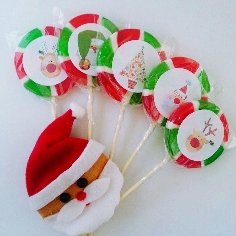 12 ADET YENİ YIL ETİKETLİ YEŞİL KIRMIZI BEYAZ DİLİM LOLLY LOLİPOP ŞEKER YY20