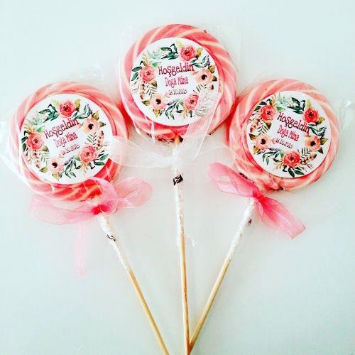24 ADET ETİKETLİ KURDELELİ LOLİPOP ŞEKER L18