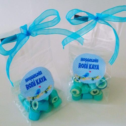 24 ADET POŞETLİ ETİKETLİ NAZAR VE MAVİ KALP LOLLY ŞEKER 30 gr