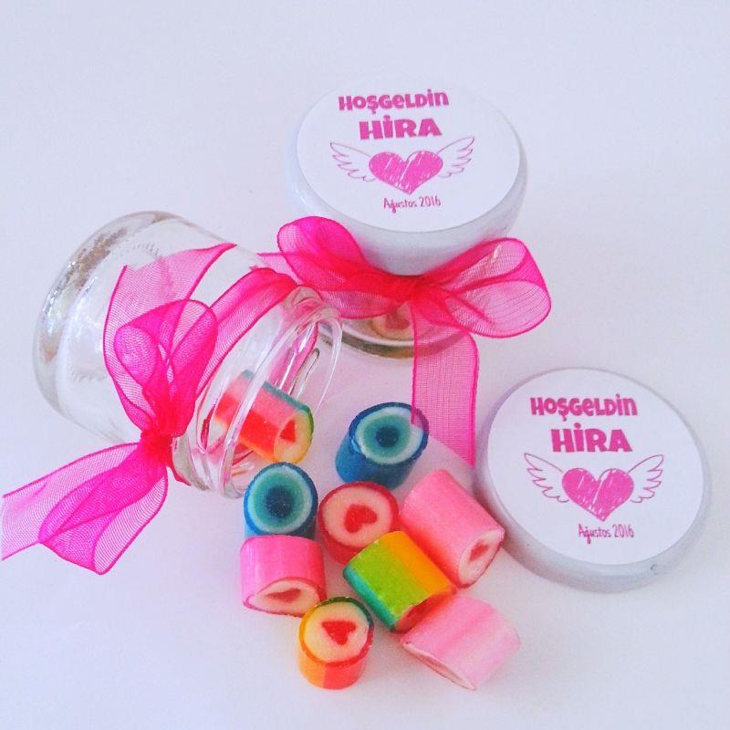 24 ADET ETİKETLİ KURDELELİ KAVANOZLU ŞEKER 58