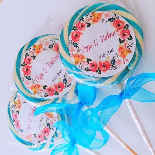 24 ADET ETİKETLİ KURDELELİ LOLİPOP NIKAH ŞEKERi L48