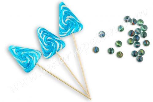 12 ADET ÜÇGEN LOLİPOP MAVİ BEYAZ