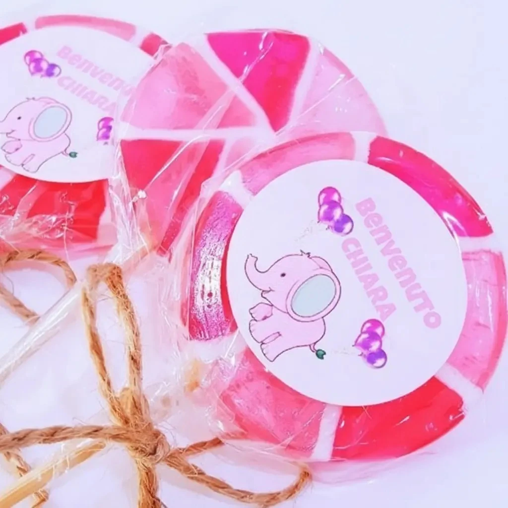 24 Adet Etiketli Pembe Dönme Dolap Lolly Lolipop Kiz Bebek Şekeri 205