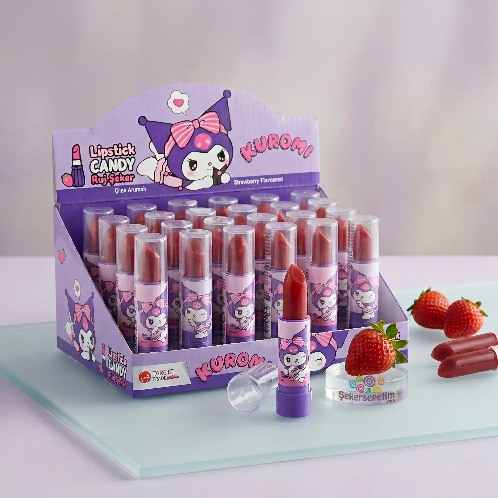 Kuromi Ruj Şekerleme | Meyveli Sanrio Lollipop Şeker | Hemen Satın Al