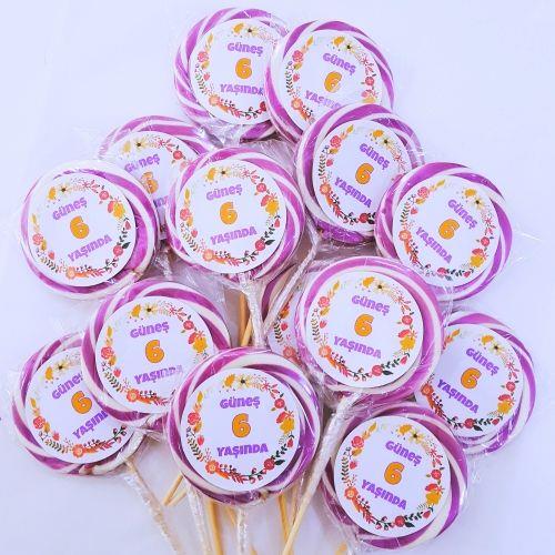 24 Adet Eiketli Mor Sosyete Lolipop Şeker 208