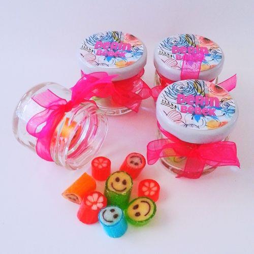 24 ADET ETİKETLİ KURDELELİ KAVANOZ LOLLY ŞEKER 53