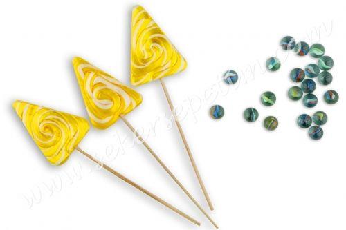 12 ADET ÜÇGEN LOLİPOP SARI BEYAZ