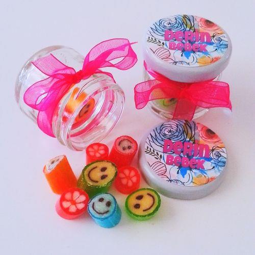 24 ADET ETİKETLİ KURDELELİ KAVANOZ LOLLY ŞEKER 53