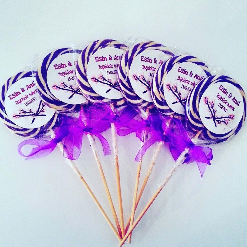 24 ADET ETİKETLİ KURDELELİ LOLİPOP NİKAH ŞEKERİ L11
