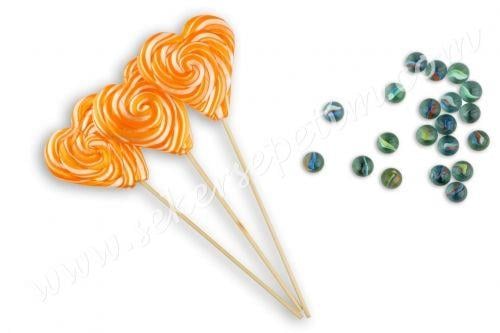 BİNŞAN 12 ADET KALP LOLİPOP TURUNCU BEYAZ