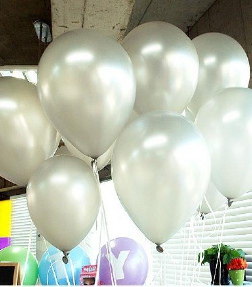 BEYAZ BALON METALİK 10 Adet