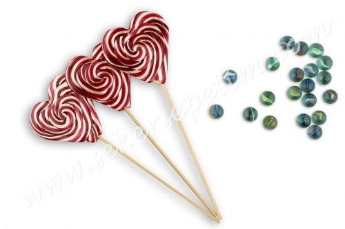 BİNŞAN 12 ADET KALP LOLİPOP MOR BEYAZ