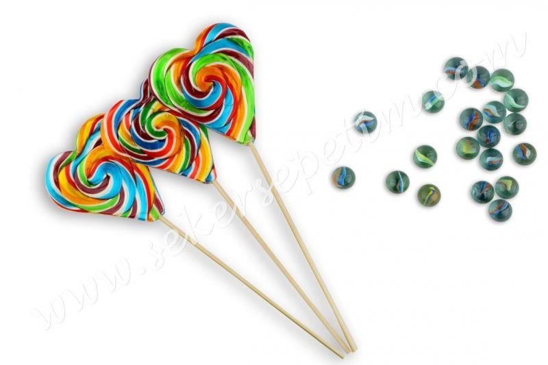 BİNŞAN 12 ADET KALP LOLİPOP GÖKKUŞAĞI