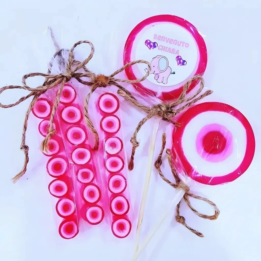 24 Adet Nazar Parmak Lolly Şeker + 24 Adet Etiketli Nazar Lolly Lolipop Kız Bebek Şekeri 197