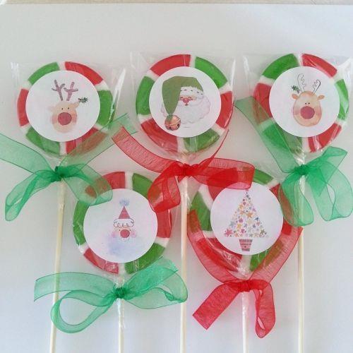 12 ADET YENİ YIL ETİKETLİ YEŞİL KIRMIZI BEYAZ DİLİM LOLLY LOLİPOP ŞEKER YY20