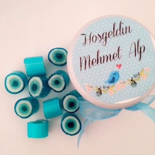 24 Adet Etiketli Kurdeleli Kavanoz Lolly Şeker 02